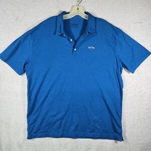 Patagonia Men’s XL Trout Fitz Roy Polo Shirt Blue Short Sleeve Organic Cotton